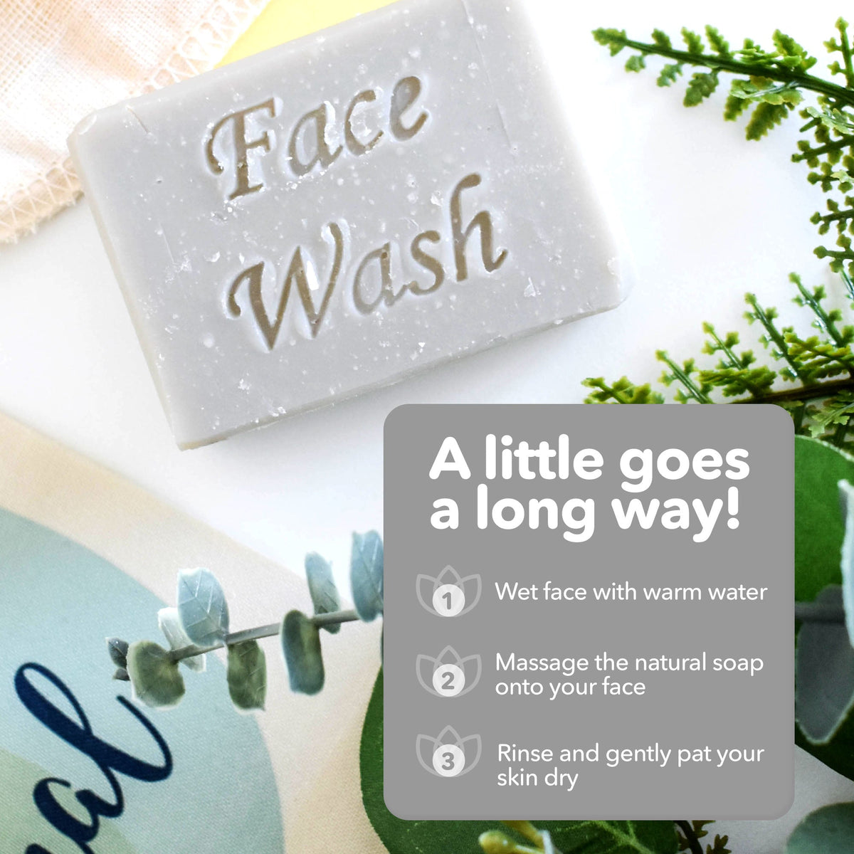 Exfoliating Face Wash Bar | Patchouli, Clary Sage &amp; Sweet Orange | Natural Facial Cleanser with Gentle Scrub | Vegan, Plastic-Free Skincare