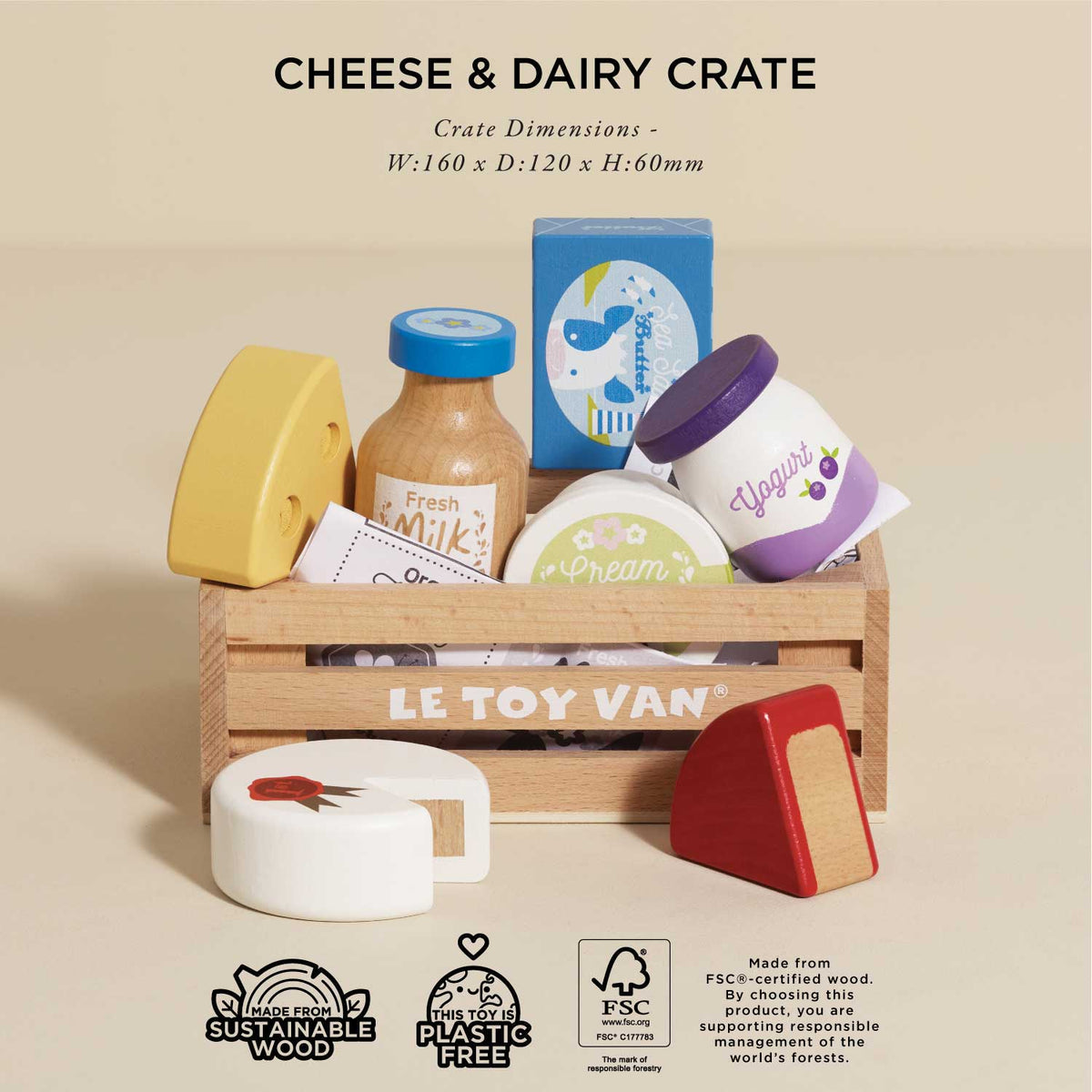 Cheese &amp; Dairy Wooden Market Crate