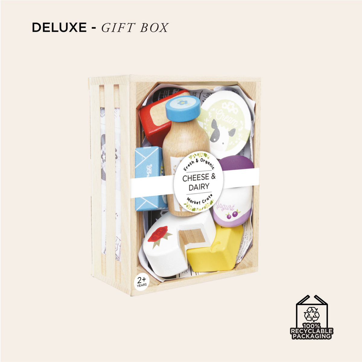 Cheese &amp; Dairy Wooden Market Crate