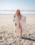 MUSLIN COTTON KIMONO BATHROBE HAMSA HAND PRINT