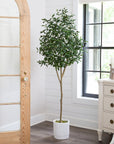 Faux Olive Tree in White Planter