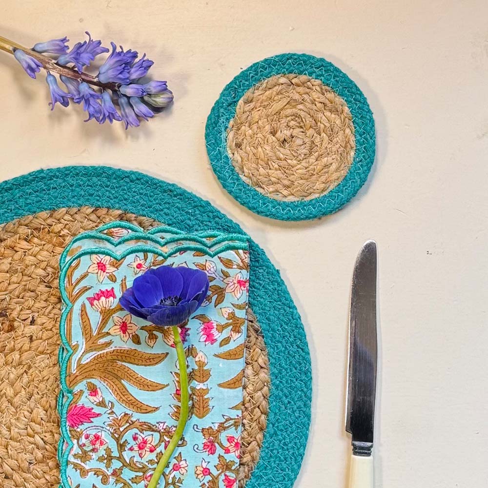 Seagrass Coasters - Teal (set of 4)