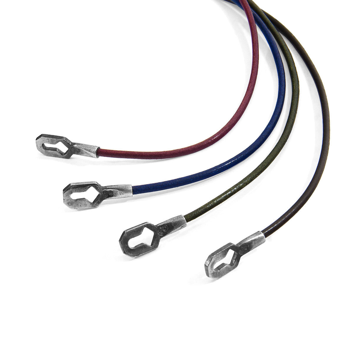 Racing Green Tenby Silver and Round Leather Bracelet
