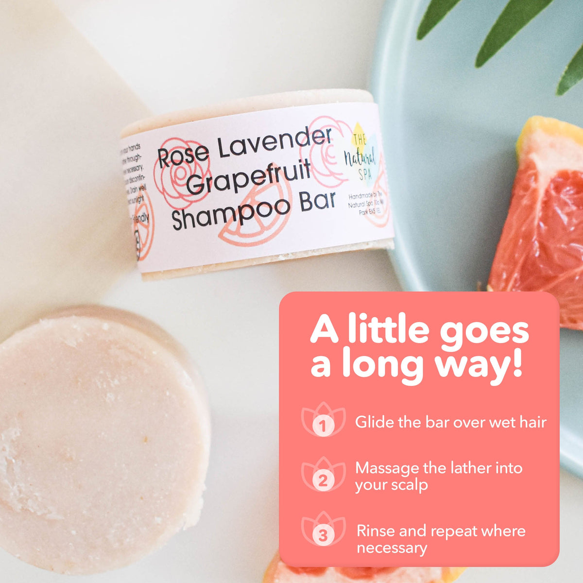 Rose, Lavender &amp; Grapefruit Shampoo Bar | Natural Hair Wash for All Hair Types | Vegan, Plastic-Free Hair Care