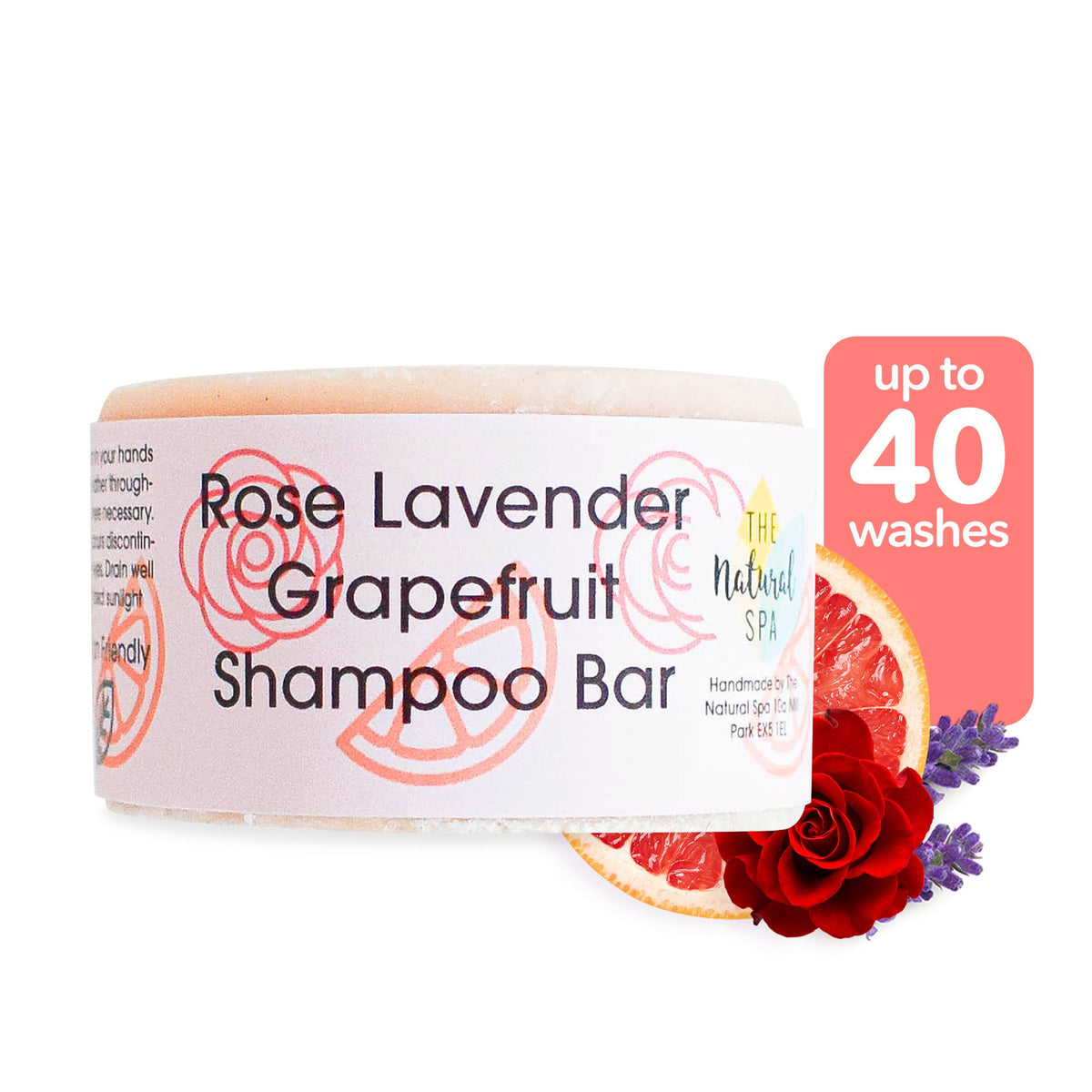 Rose, Lavender &amp; Grapefruit Shampoo Bar | Natural Hair Wash for All Hair Types | Vegan, Plastic-Free Hair Care