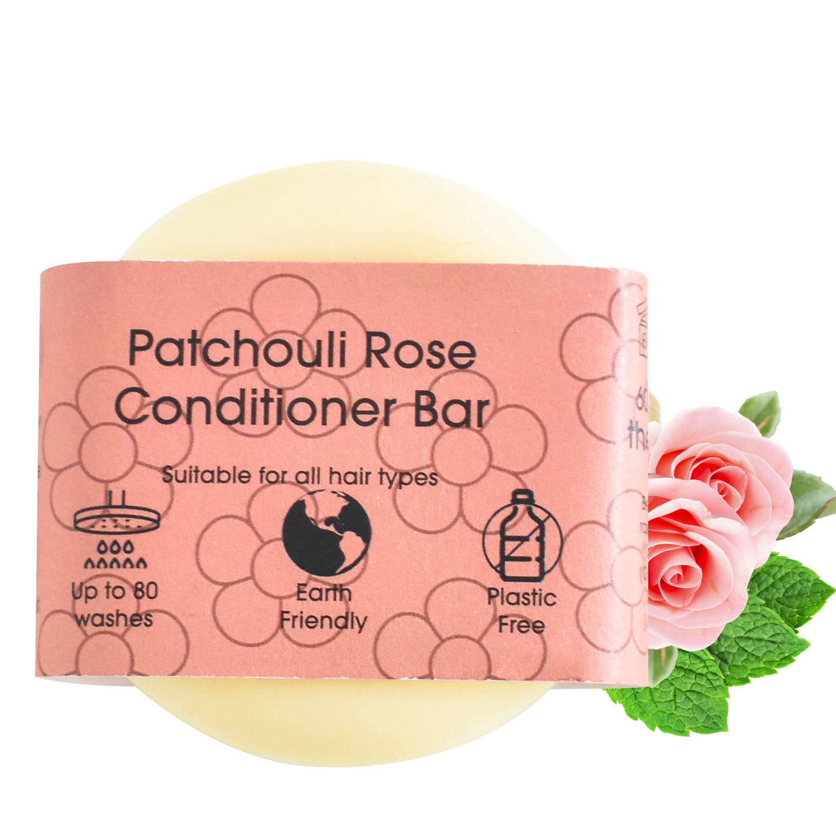 Patchouli Rose Solid Conditioner Bar | Natural Hair Conditioner for Dry, Damaged &amp; Frizzy Hair | Vegan, Plastic-Free Hair Care