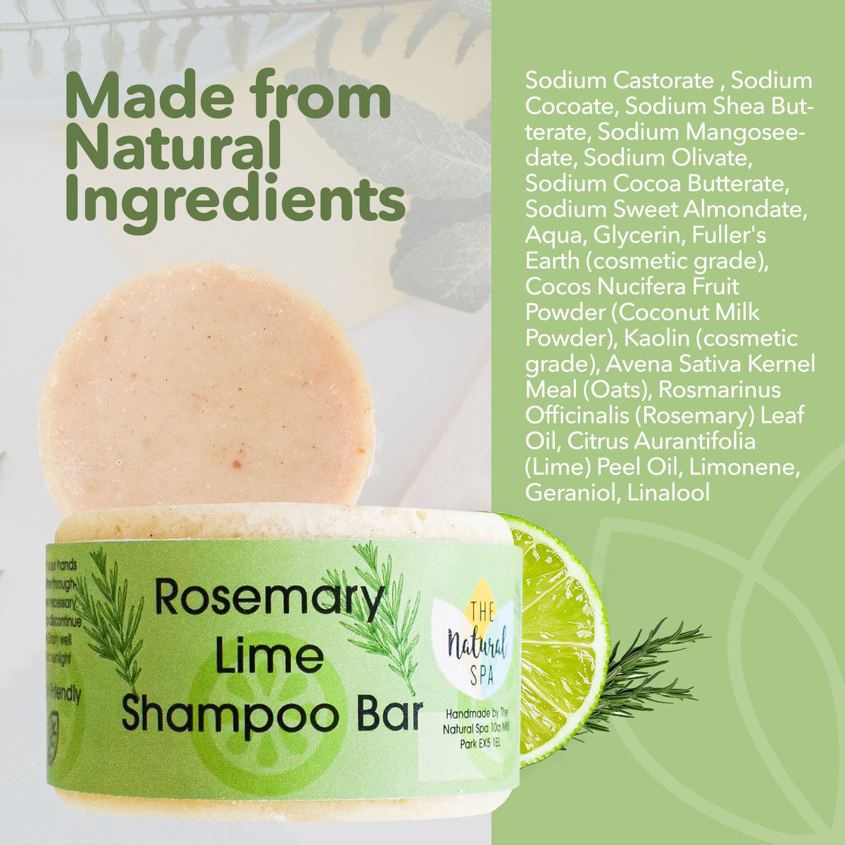Rosemary &amp; Lime Shampoo Bar | Natural Hair Wash for All Hair Types | Vegan, Plastic-Free Hair Care