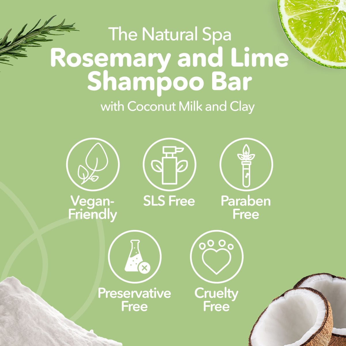 Rosemary &amp; Lime Shampoo Bar | Natural Hair Wash for All Hair Types | Vegan, Plastic-Free Hair Care