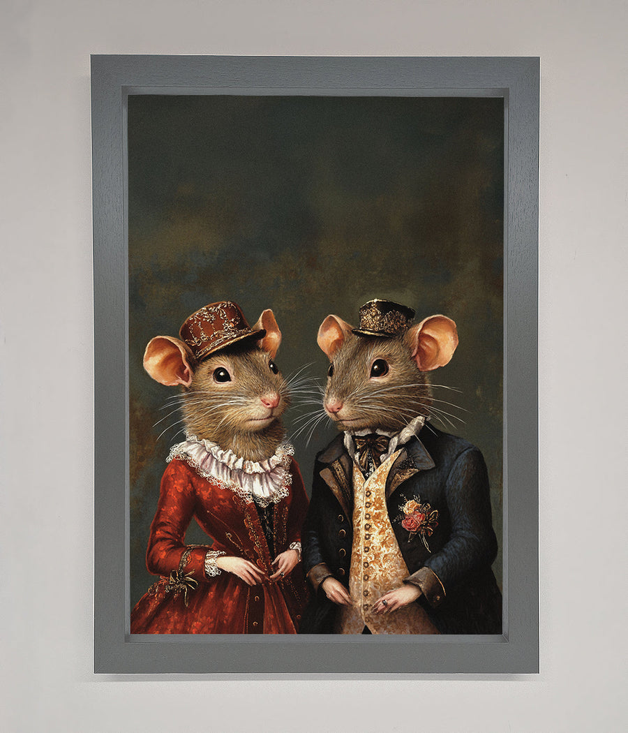 Victorian Mice Framed Poster, vintage elegant whimsical artwork, premium handcrafted decor, stylish home office wall art by Zestio at brixbailey.com