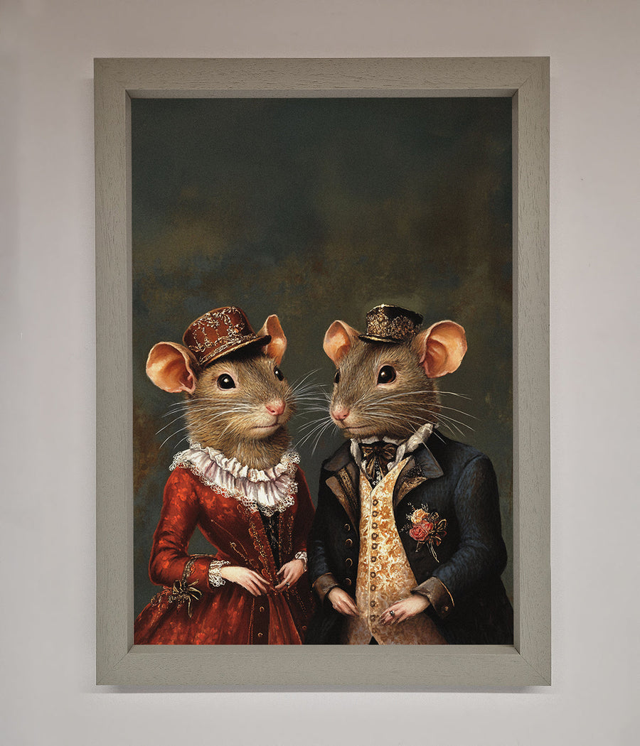 Victorian Mice Framed Poster, vintage elegant whimsical artwork, premium home decor, stylish framed wall art, best-selling unique decor by Zestio at brixbailey.com