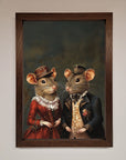 Victorian Mice Framed Poster, vintage elegant whimsical artwork, premium handcrafted decor, stylish home office wall art by Zestio at brixbailey.com