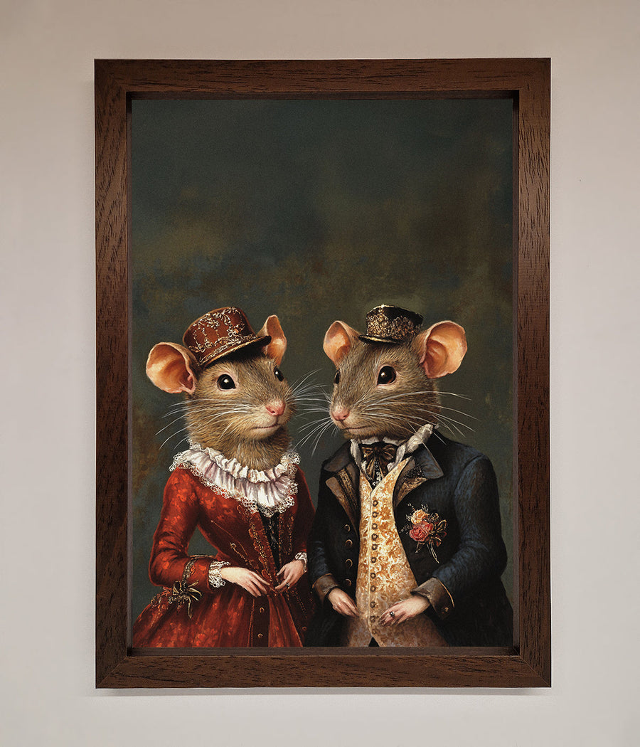 Victorian Mice Framed Poster, vintage elegant whimsical artwork, premium handcrafted decor, stylish home office wall art by Zestio at brixbailey.com