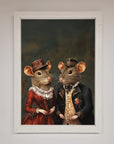 Victorian Mice Framed Poster, vintage elegant whimsical artwork, premium handcrafted decor, stylish home office wall art by Zestio at brixbailey.com