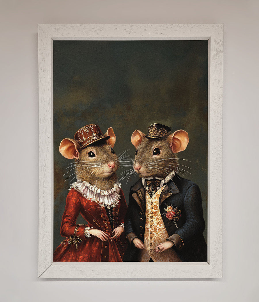 Victorian Mice Framed Poster, vintage elegant whimsical artwork, premium handcrafted decor, stylish home office wall art by Zestio at brixbailey.com