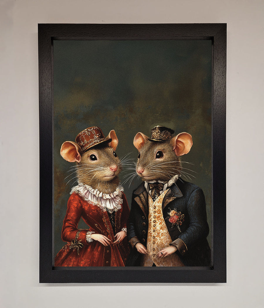 Victorian Mice Framed Poster, vintage elegant whimsical artwork, premium handcrafted decor, stylish home office wall art by Zestio at brixbailey.com