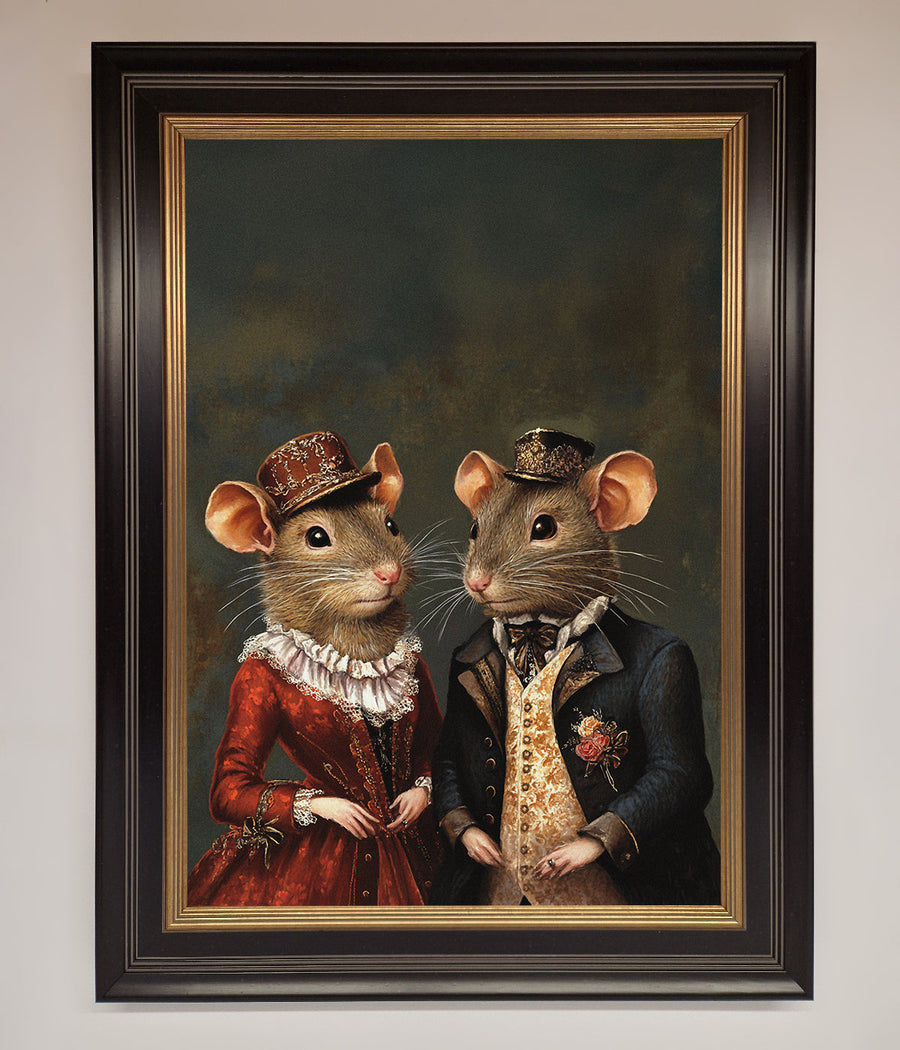 Victorian Mice Framed Poster, vintage elegant whimsical artwork, premium handcrafted decor, stylish home office wall art by Zestio at brixbailey.com