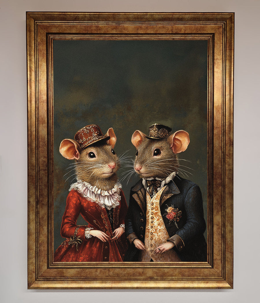 Victorian Mice Framed Poster, vintage elegant whimsical artwork, premium handcrafted decor, stylish home interior wall art by Zestio at brixbailey.com