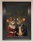 Victorian Mice Framed Poster, vintage elegant whimsical artwork, premium handcrafted decor, stylish home office wall art by Zestio at brixbailey.com