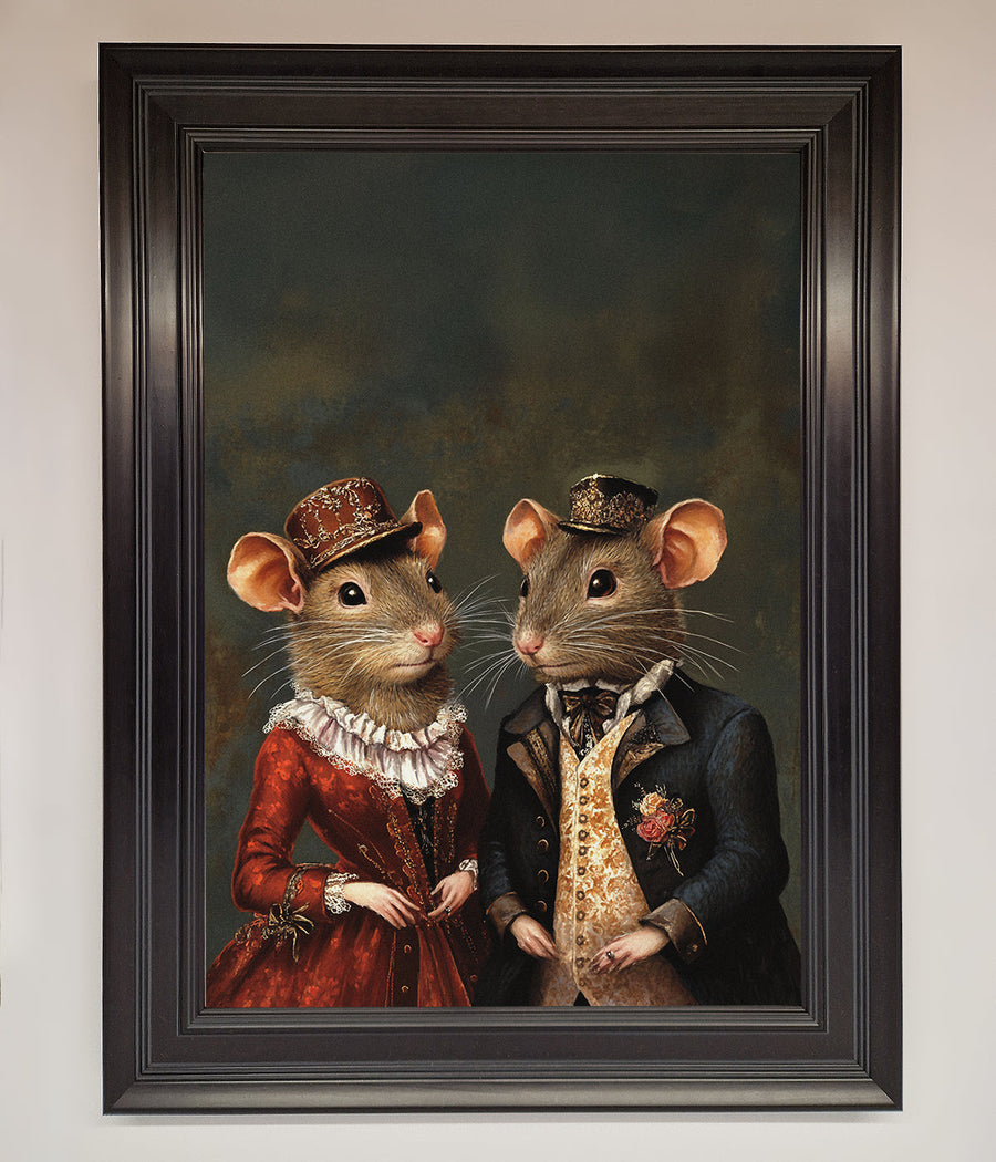 Victorian Mice Framed Poster, vintage elegant whimsical artwork, premium handcrafted decor, stylish home office wall art by Zestio at brixbailey.com