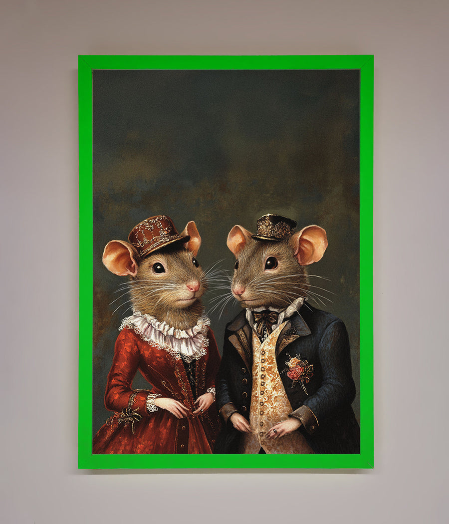 Victorian mice framed poster, vintage elegant whimsical artwork, premium handcrafted decor, stylish home accent, best-selling unique wall art by Zestio at brixbailey.com