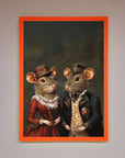 Victorian mice framed poster, vintage elegant whimsical artwork, premium handcrafted decor, stylish home office wall art by Zestio at brixbailey.com