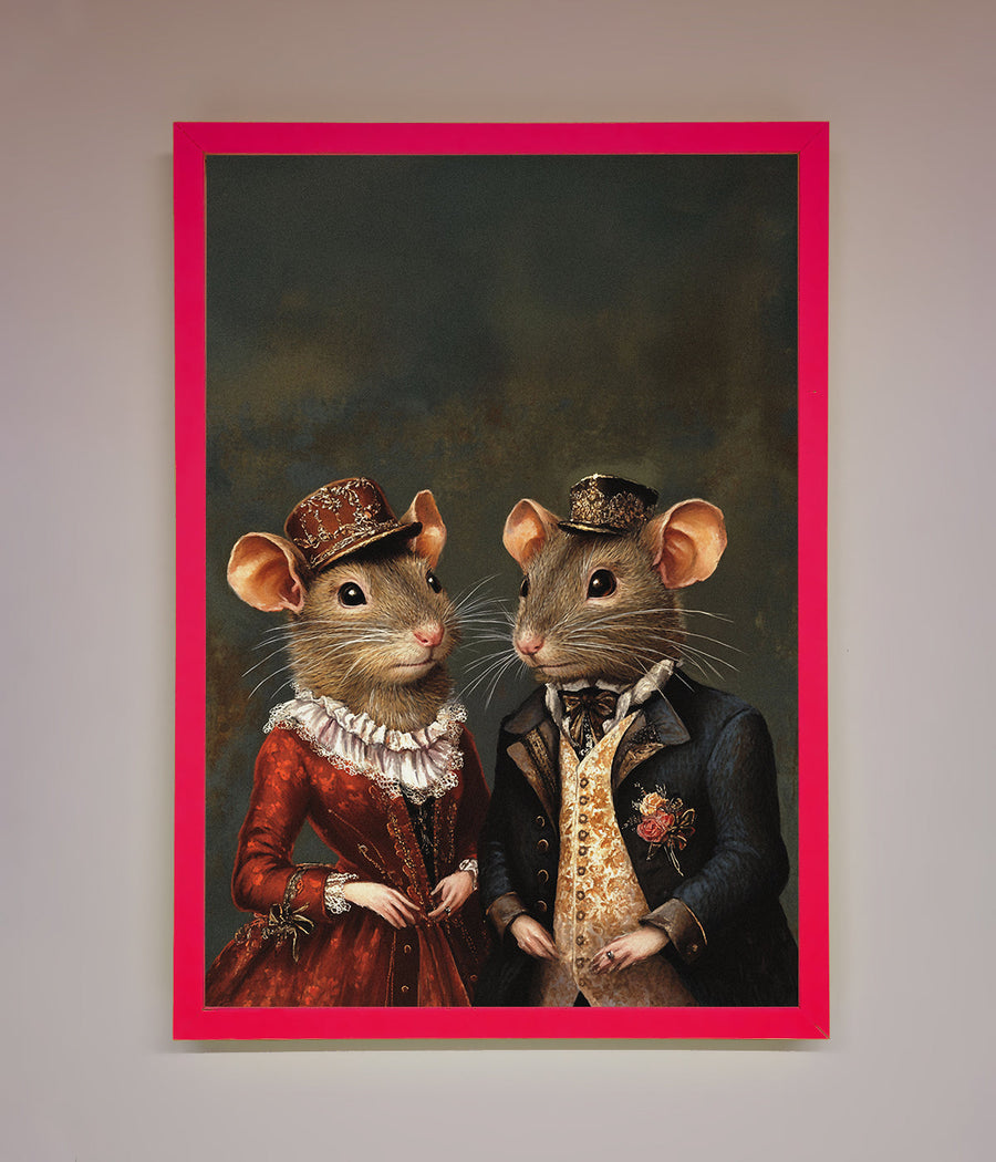 Victorian Mice Framed Poster, vintage elegant whimsical artwork, premium handcrafted decor, stylish home office wall art by Zestio at brixbailey.com