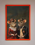 Victorian Mice Framed Poster, vintage elegant whimsical artwork, luxury home decor, stylish wall art, best-selling framed print by Zestio at brixbailey.com