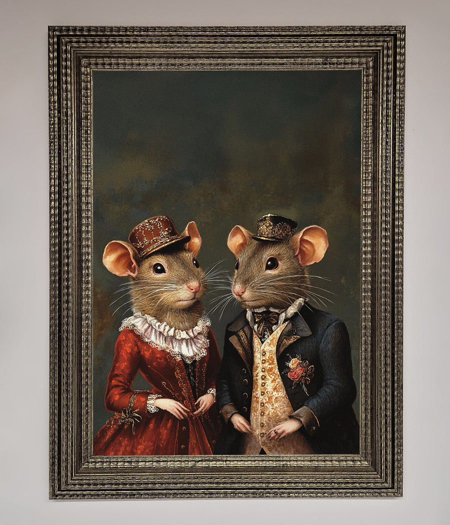 Victorian mice framed poster, vintage elegant whimsical artwork, premium handcrafted decor, stylish home accent, best-selling unique wall art by Zestio at brixbailey.com
