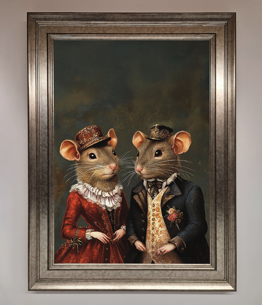 Victorian Mice Framed Poster, vintage elegant whimsical artwork, premium handcrafted decor, stylish home office wall art by Zestio at brixbailey.com