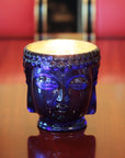 24K Gold Sapphire Blue Glass Buddha Royale Candle