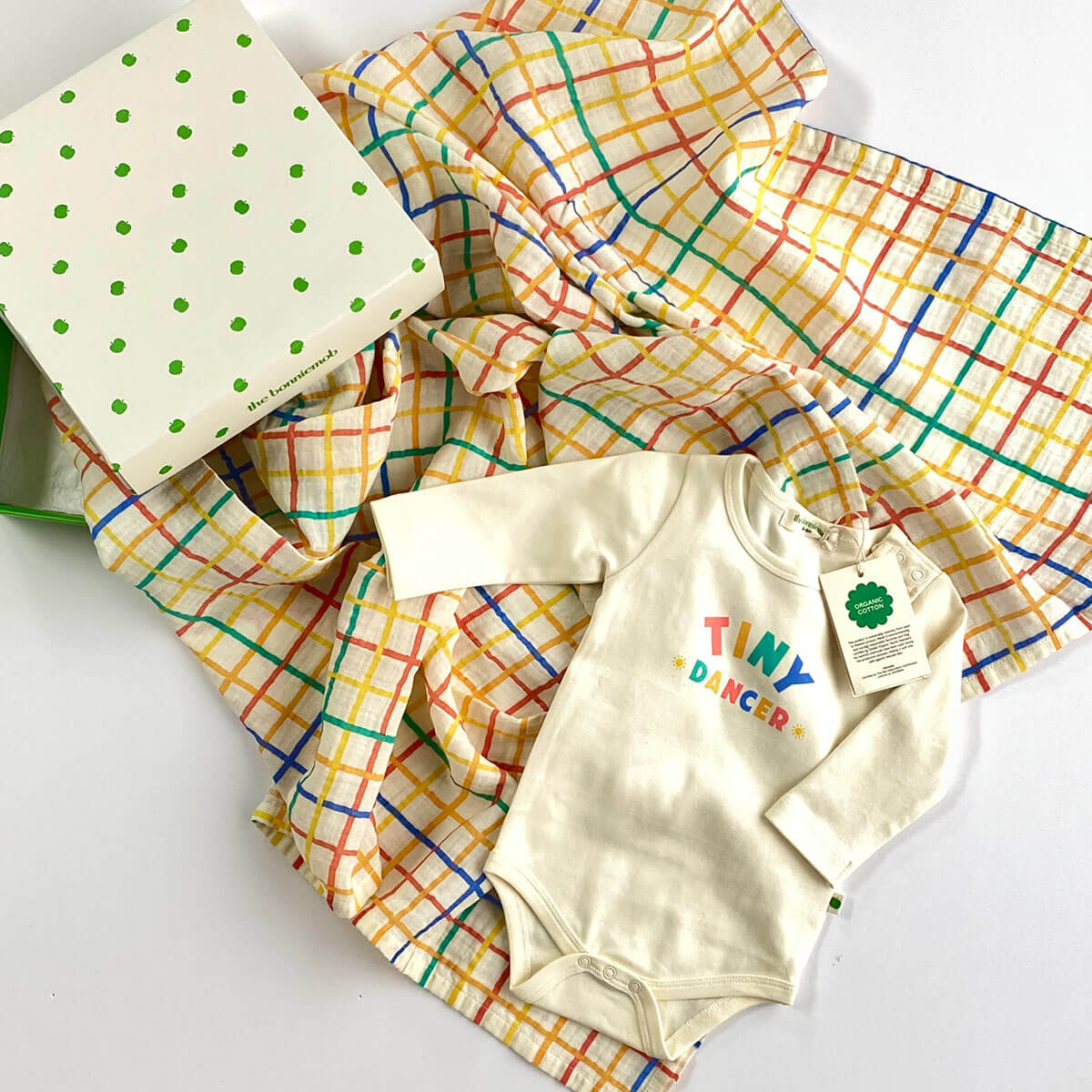 Organic Cotton Baby Bodysuit &amp; Muslin Swaddle Blanket Gift Set
