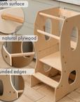 Stable Montessori Tower: Wooden Growing Chair - Beige-2