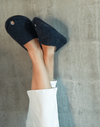 Dark Grey Cosy Lambswool Slippers