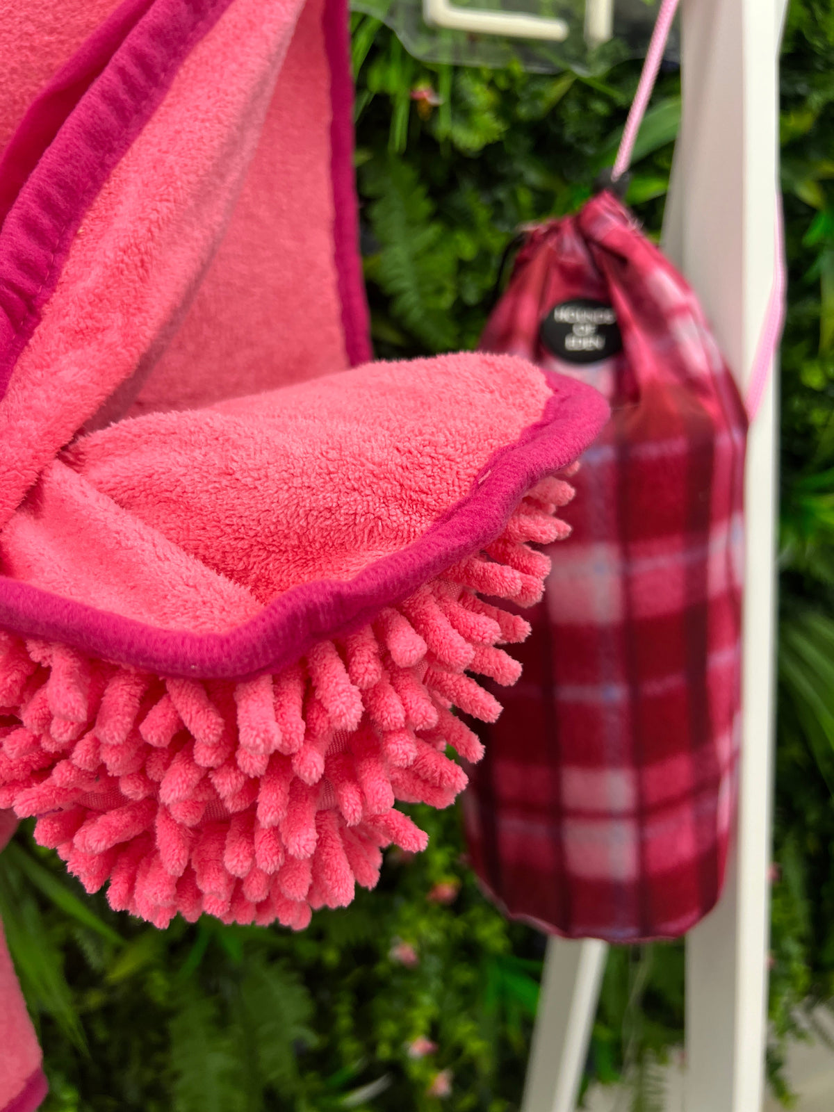 Rose Berry Plaid Dog Towel