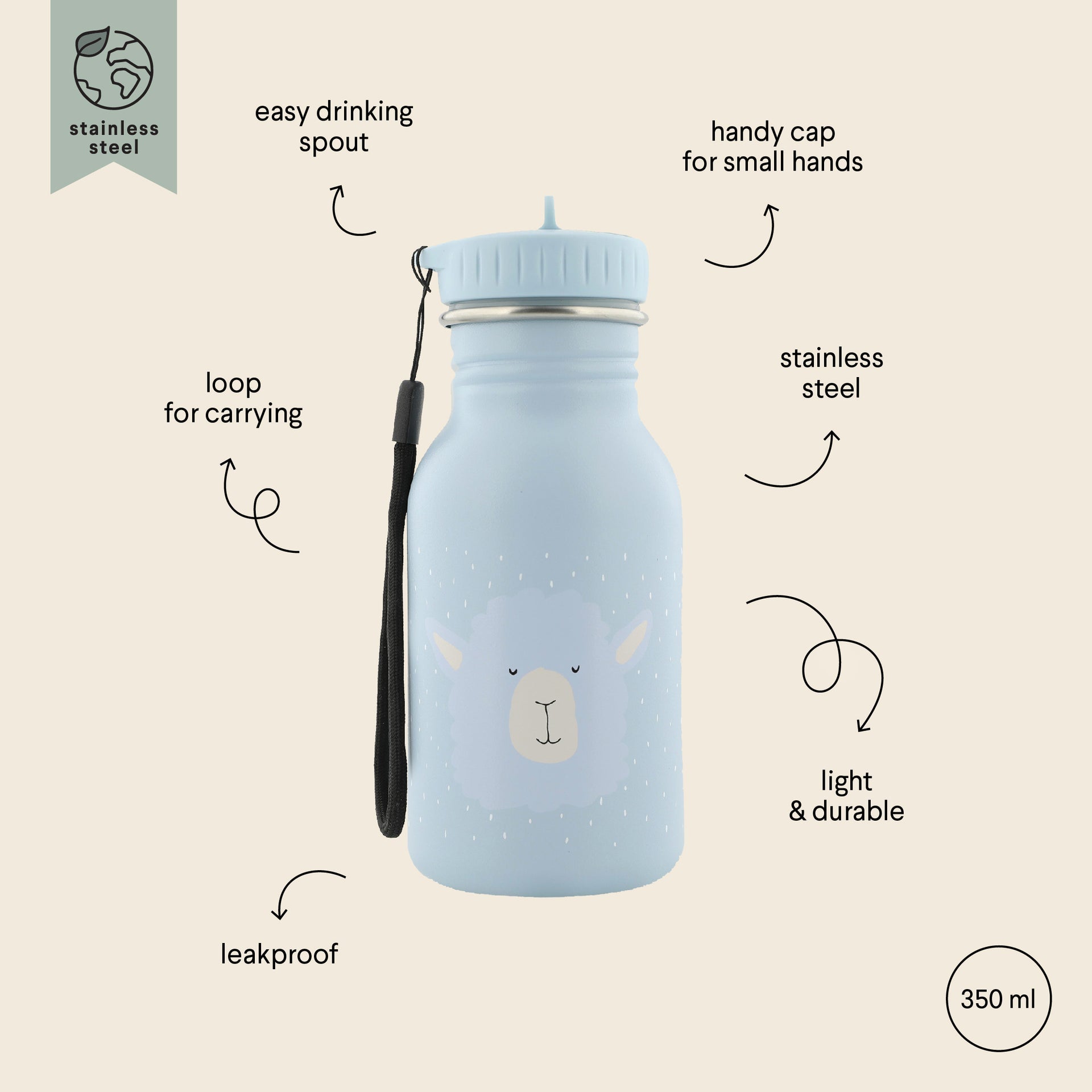 Durable Stainless Steel Kids Water Bottle – Leak Proof &amp; Safe by Trixie Baby at brixbailey.com