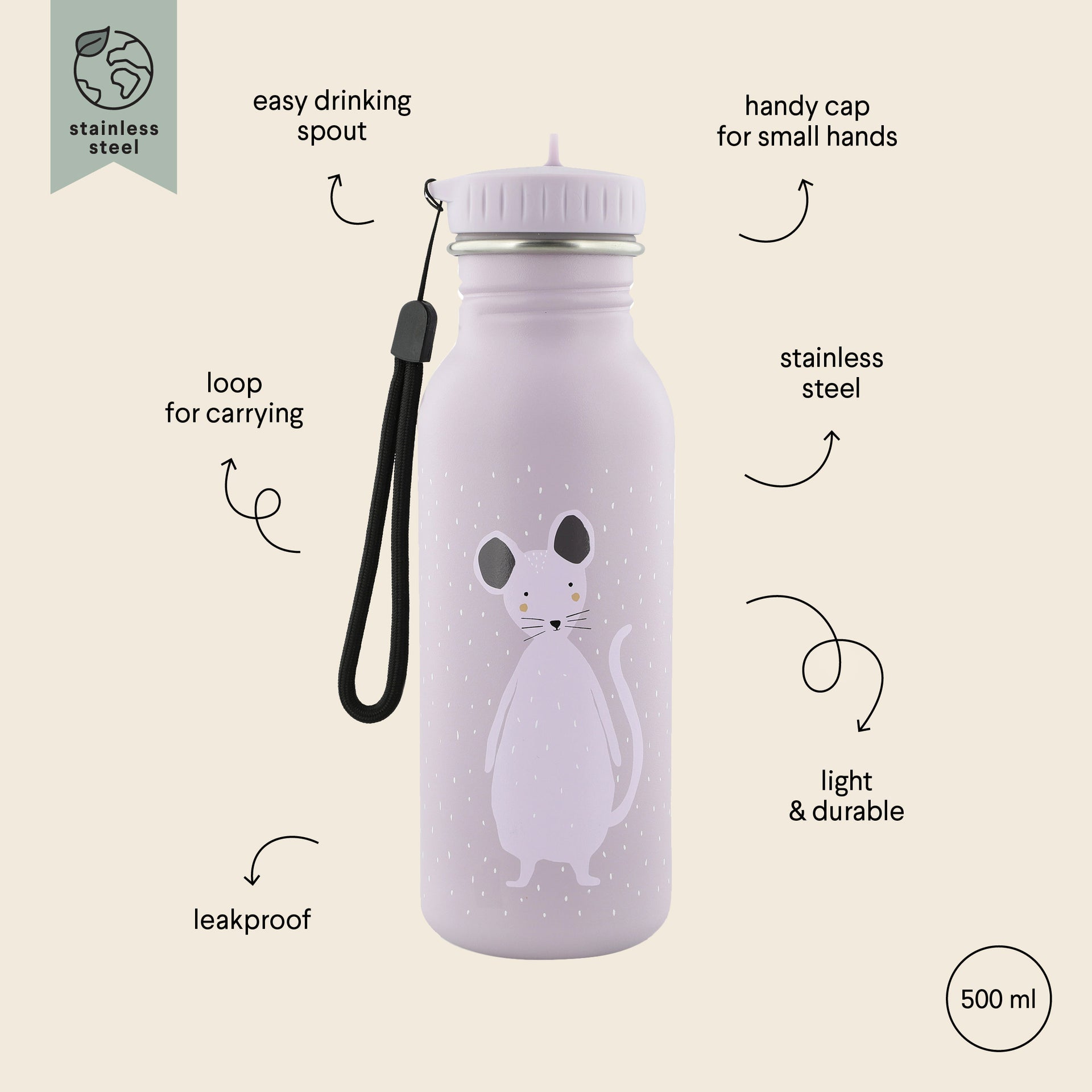 Durable Kids' Stainless Steel Water Bottle – Leak Proof & Eco-Friendly by Trixie Baby at brixbailey.com