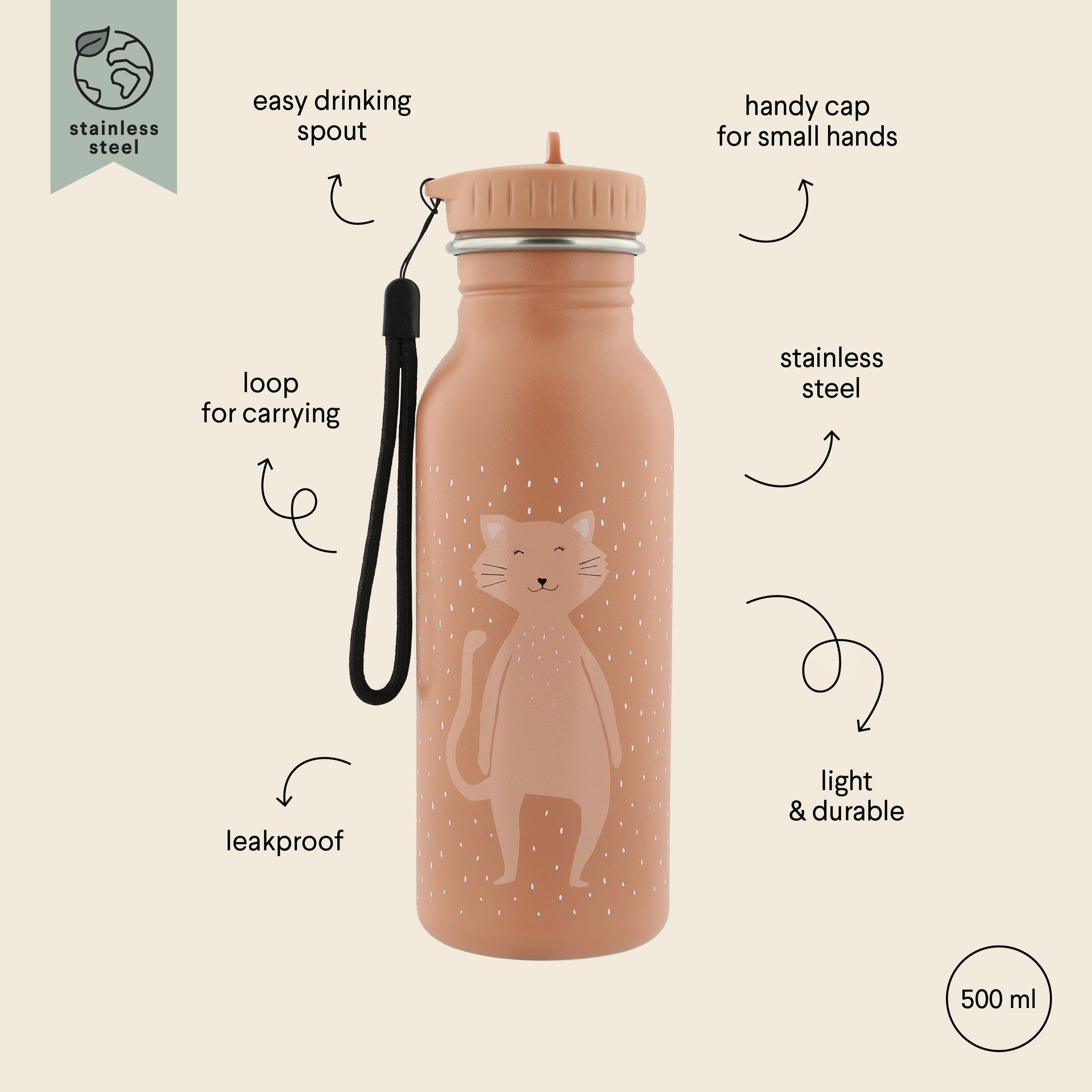 Durable Stainless Steel Kids Water Bottle – Leak Proof &amp; Eco-Friendly by Trixie Baby at brixbailey.com