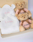 TWIN GIRLS TEDDY AND TOWEL GIFT SET