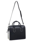NEW Vegan Black Leather Structured Top Handle Bag