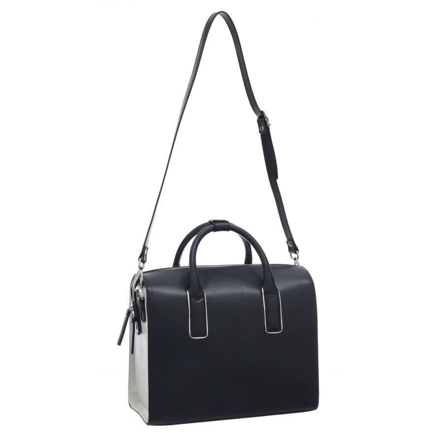 Black Leather Structured Top Handle Bag - Brix and Bailey® - Contemporary Bag, Watch and Accessory Brand