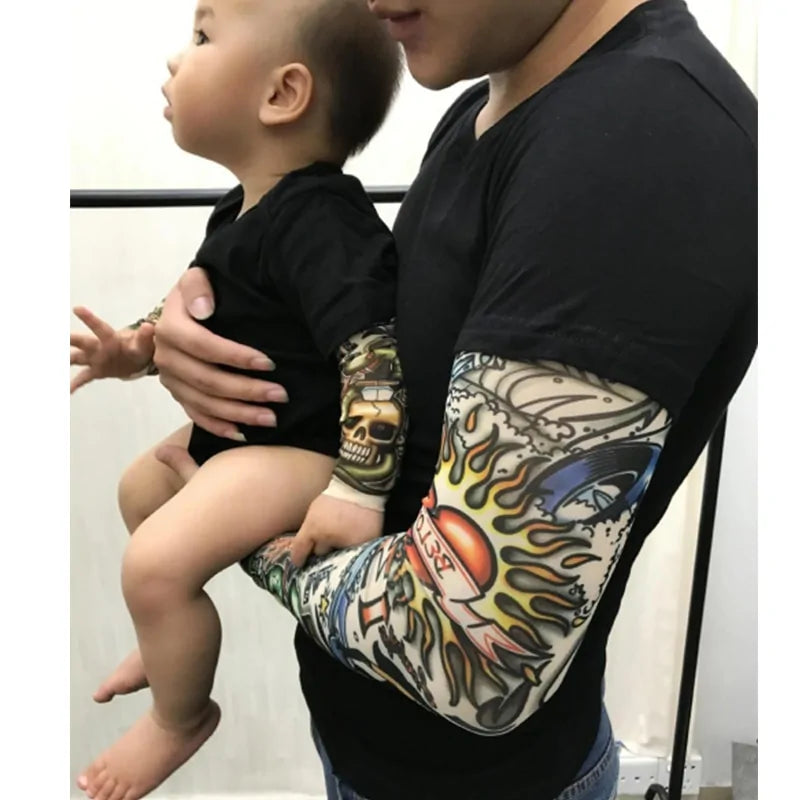 Long Sleeve Tattoo Print Romper for Baby Boys - Edgy Cotton Bodysuit, Unisex Geometric Design by Baby Lamby at brixbailey.com
