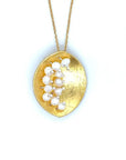 Leaf Mars Necklace, Sterling Silver with Gold Plate & Fresh Water Pearls