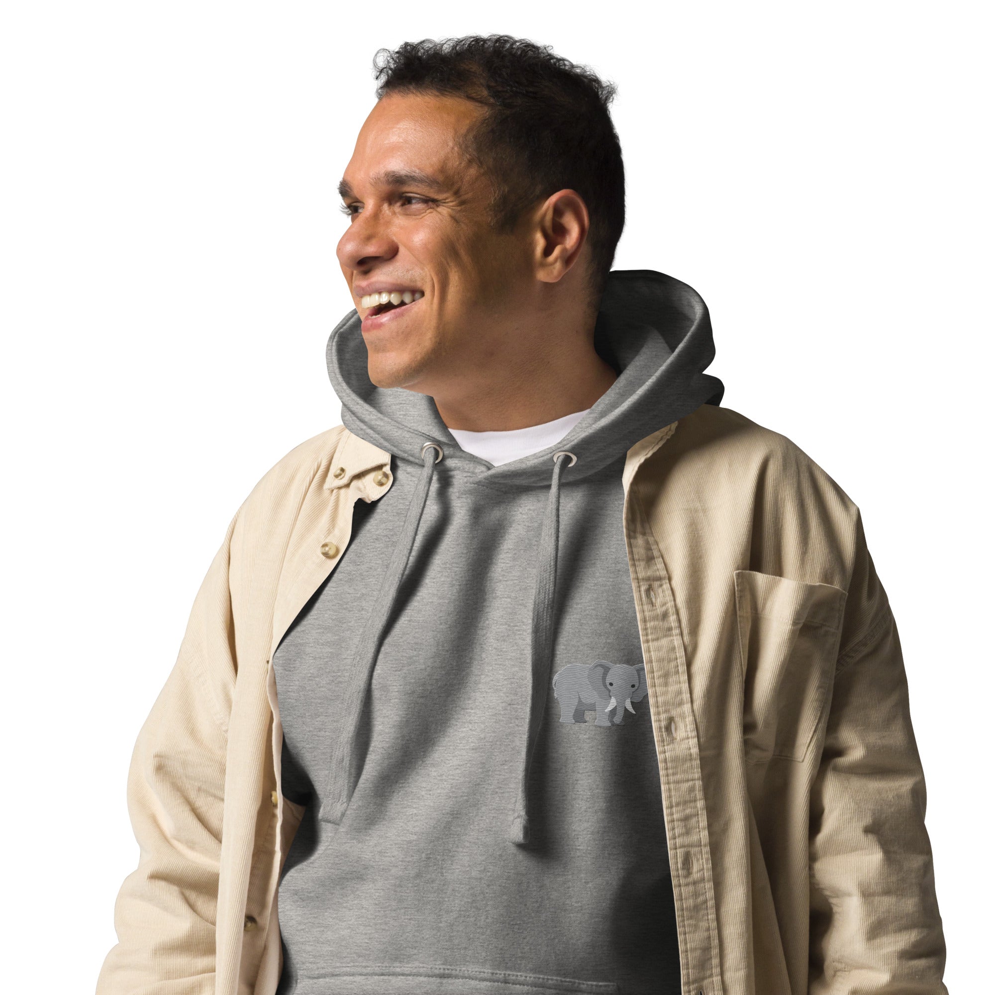 Think Ocean Elephant Aspirations Cotton Blend Embroidered Hoodie