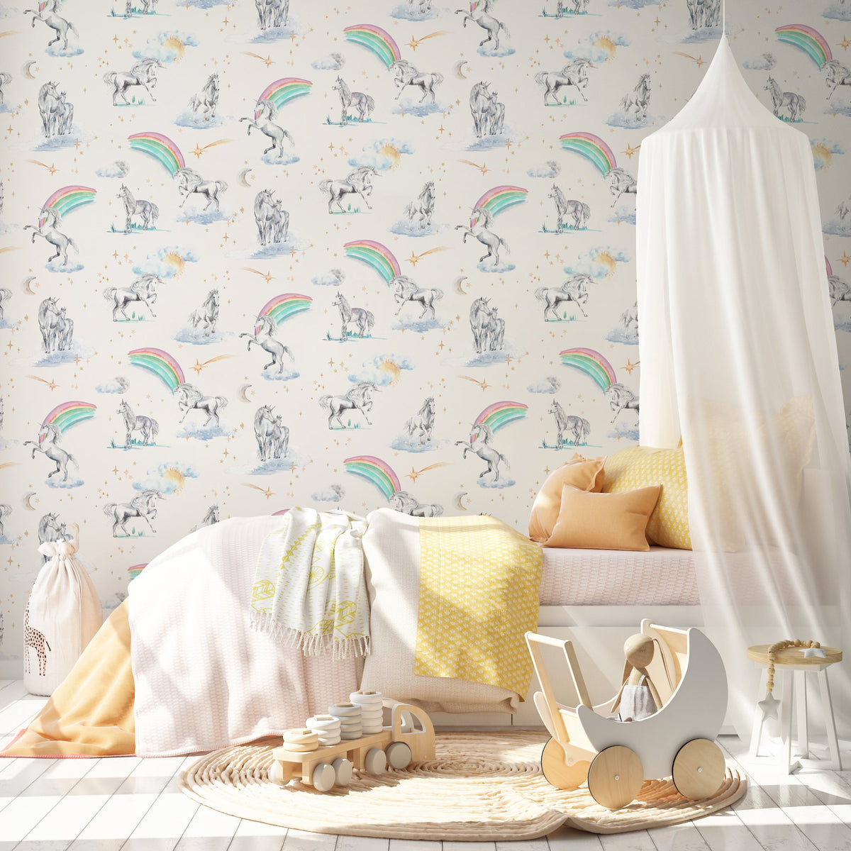 Watercolour Unicorn Wallpaper | Rainbows &amp; Stars