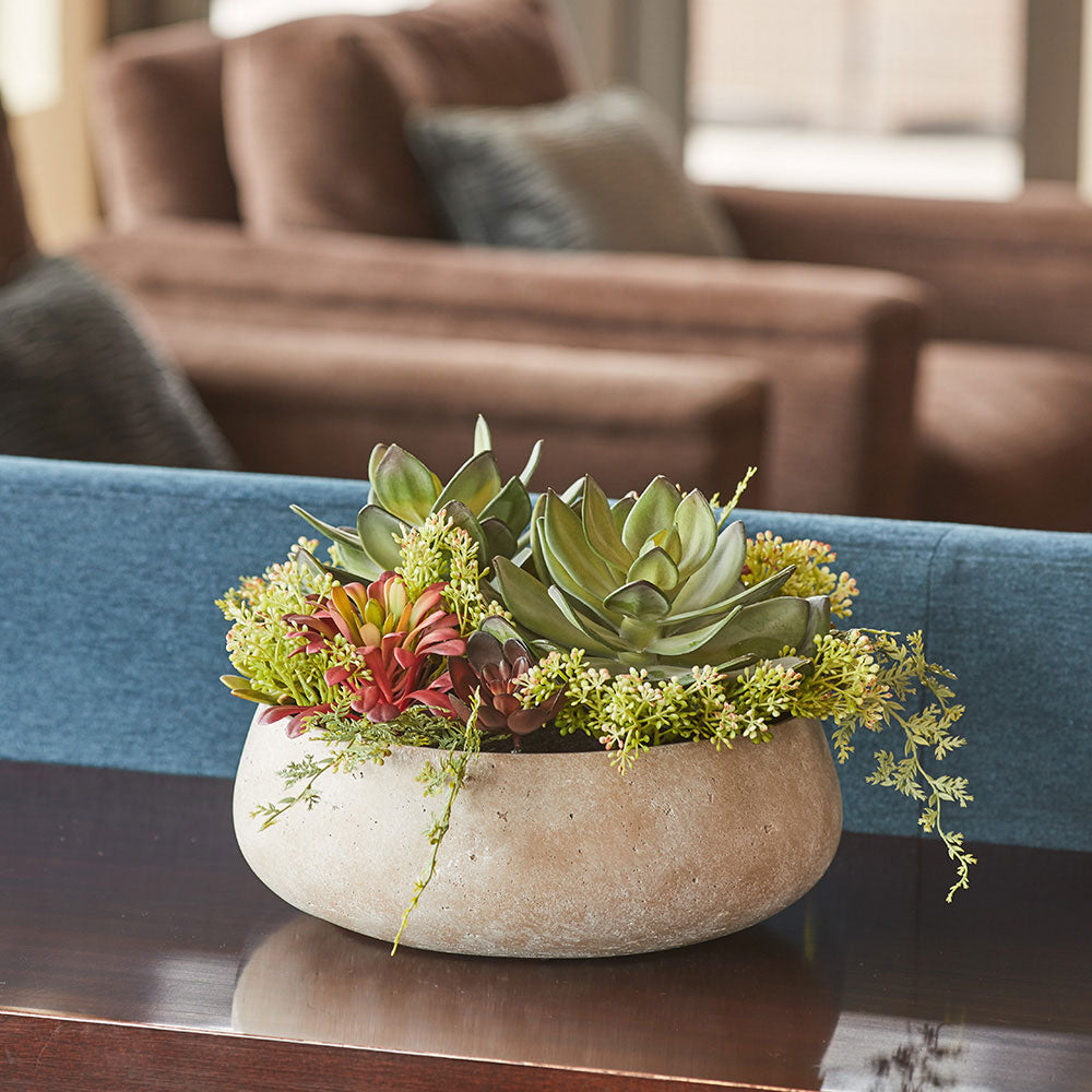 Artificial Succulent Arrangement In Natural Planter