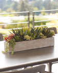 Rectangular Artificial Succulent Arrangement, Natural Planter