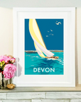 Devon Sailing Boat Vintage Seaside Print