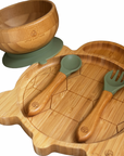 Turtle Bamboo Feeding Set - Plate, Bowl, Spoon & Fork Gift Set