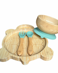 Turtle Bamboo Feeding Set - Plate, Bowl, Spoon & Fork Gift Set