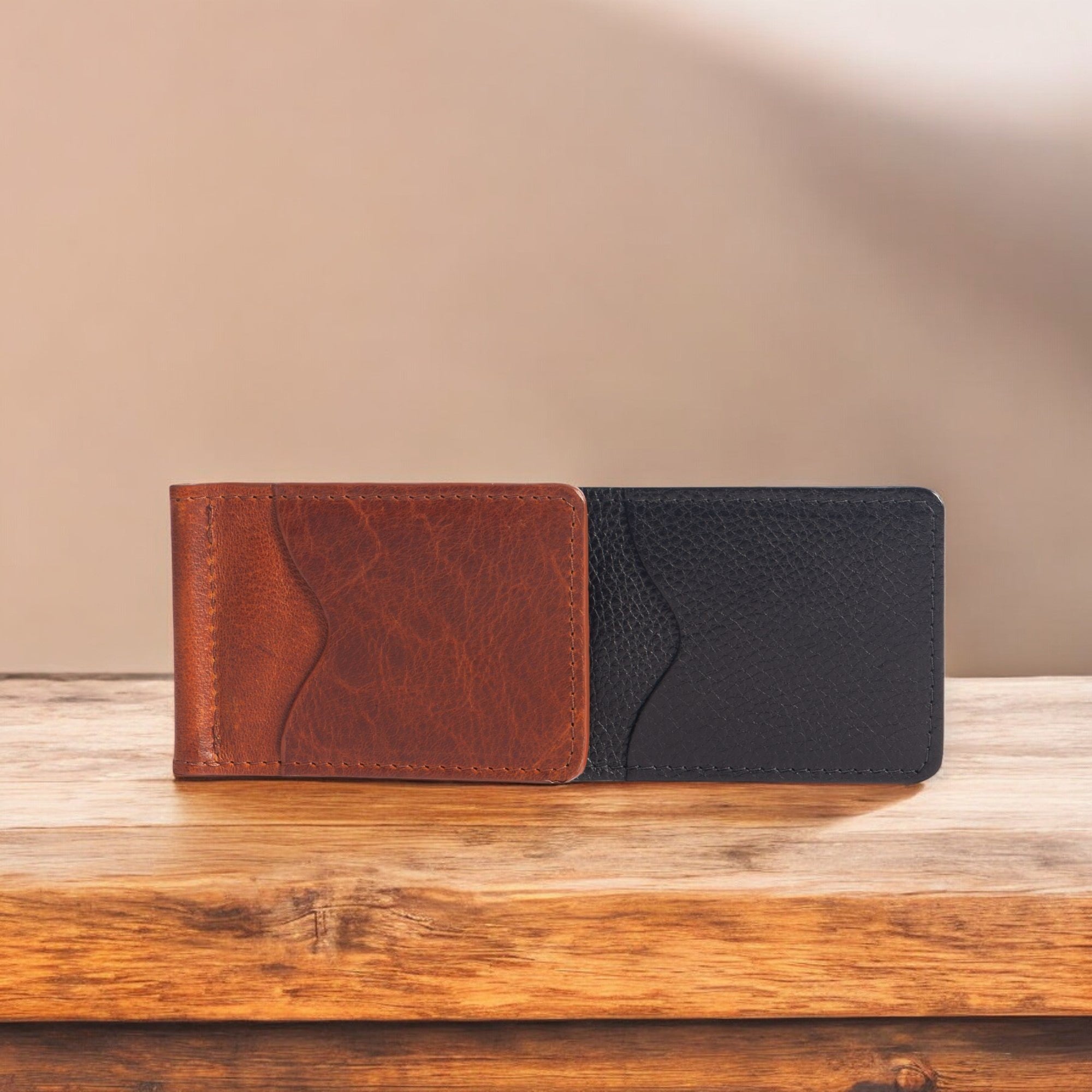 The Pinnacle Wallet - Brown Slim Money Clip Pebble Grain Leather Wallet